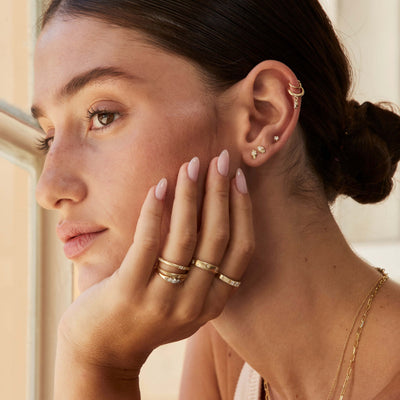 Vita Earring 14K Gold White Diamond Earrings 