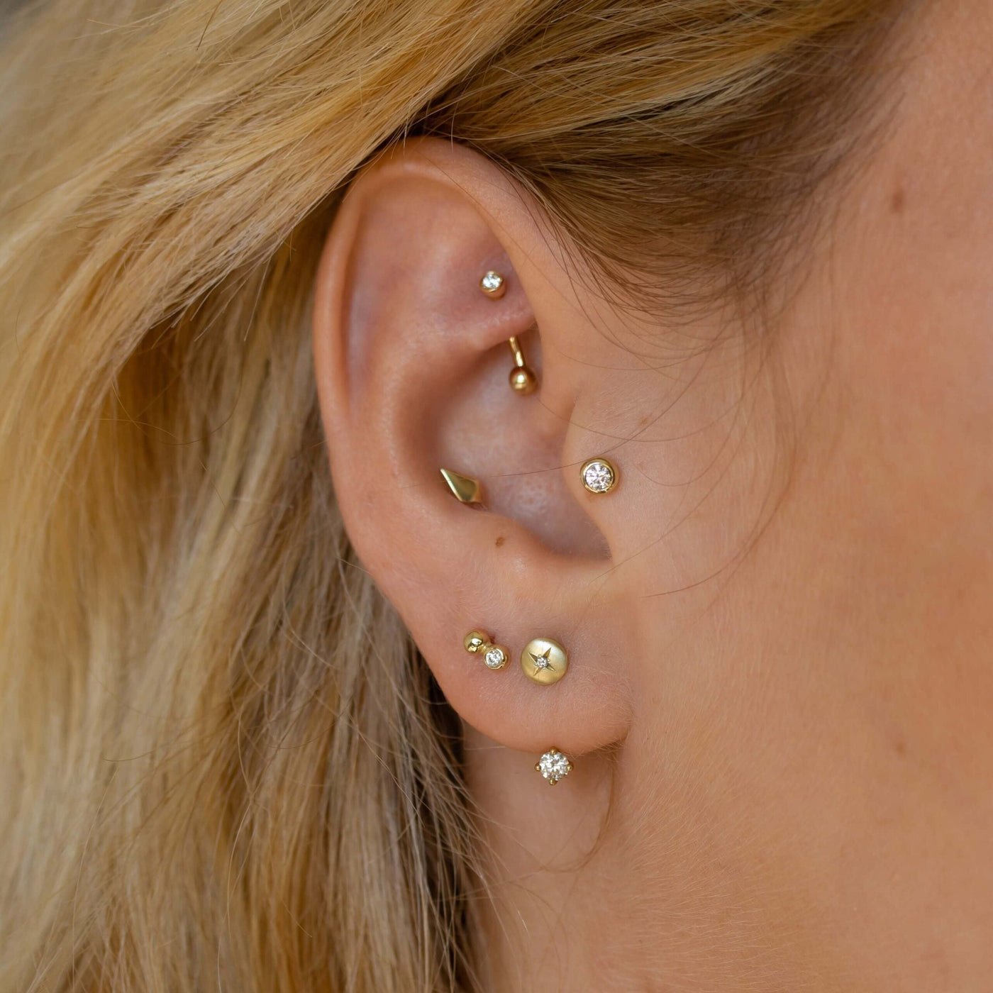 Brenda Earring 14K Gold White Diamond Earrings 