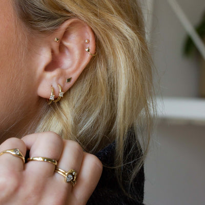 Pyramid Piercing Earring 14K Gold Earrings 