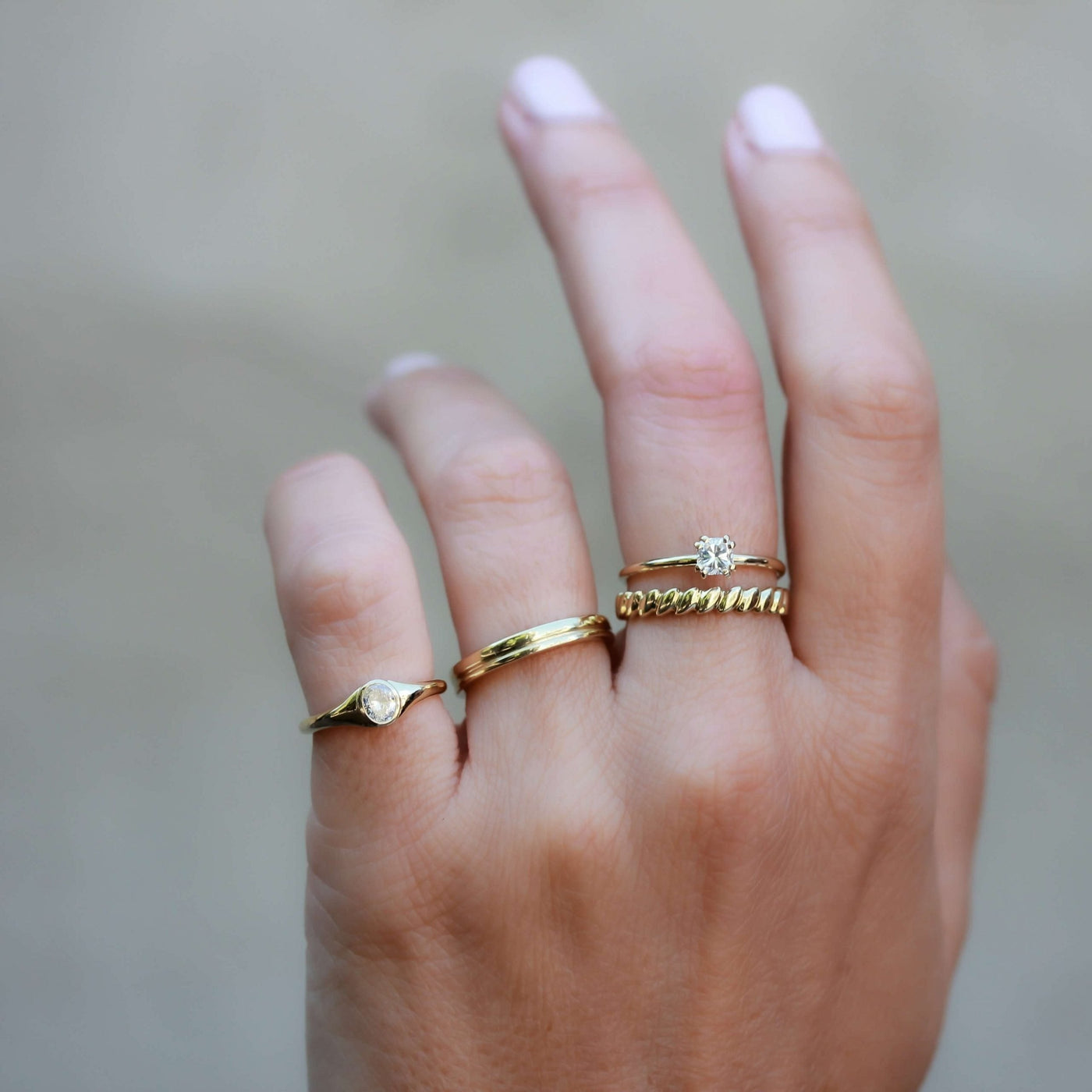 Florence Ring 14K Gold White Diamond Rings 