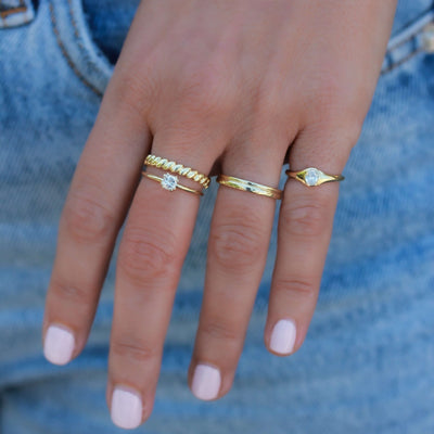 Florence Ring 14K Gold White Diamond Rings 