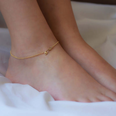 Tiny Heart Leg Bracelet 14K Gold Bracelets 