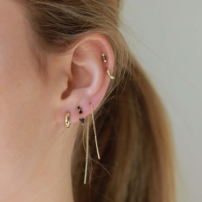 Venessa Piercing Earring 14K Gold Black Diamond Earrings 