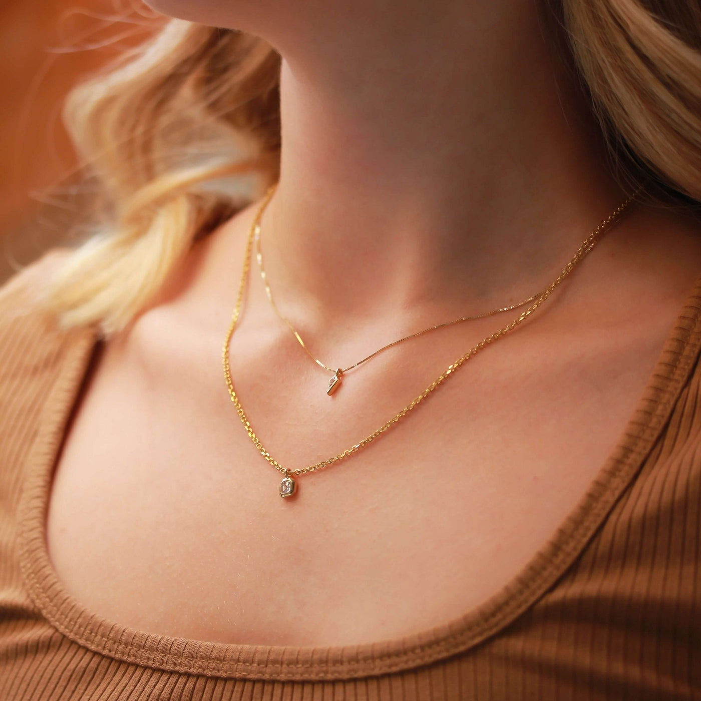 Wide Toulouse Necklace 14K Gold White Diamond Necklaces 