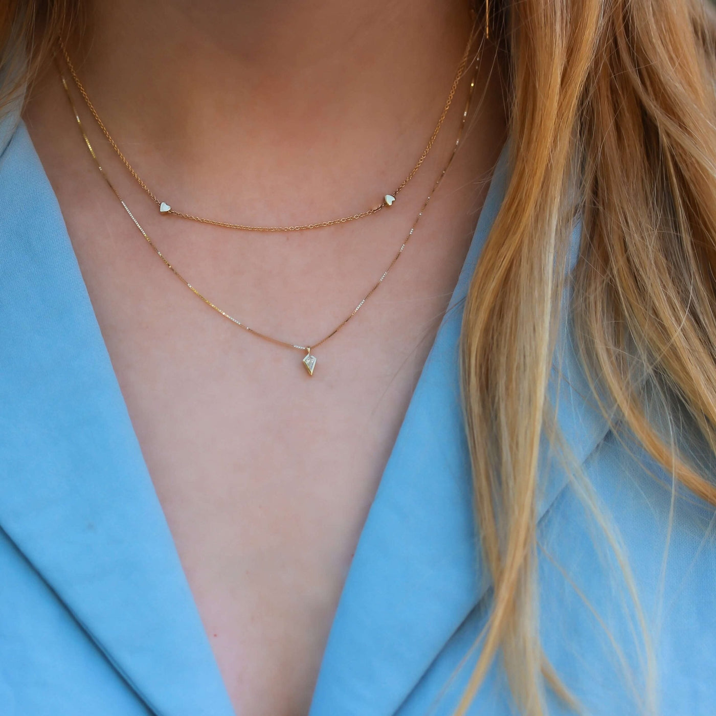 New Tiny Hearts Necklace 14K Gold Necklaces 