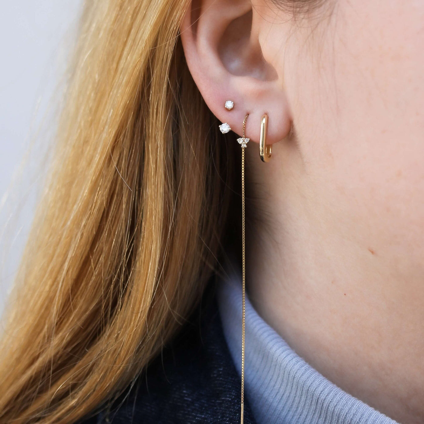 Aris Chloe Earring 14K Gold White Diamond Earrings 
