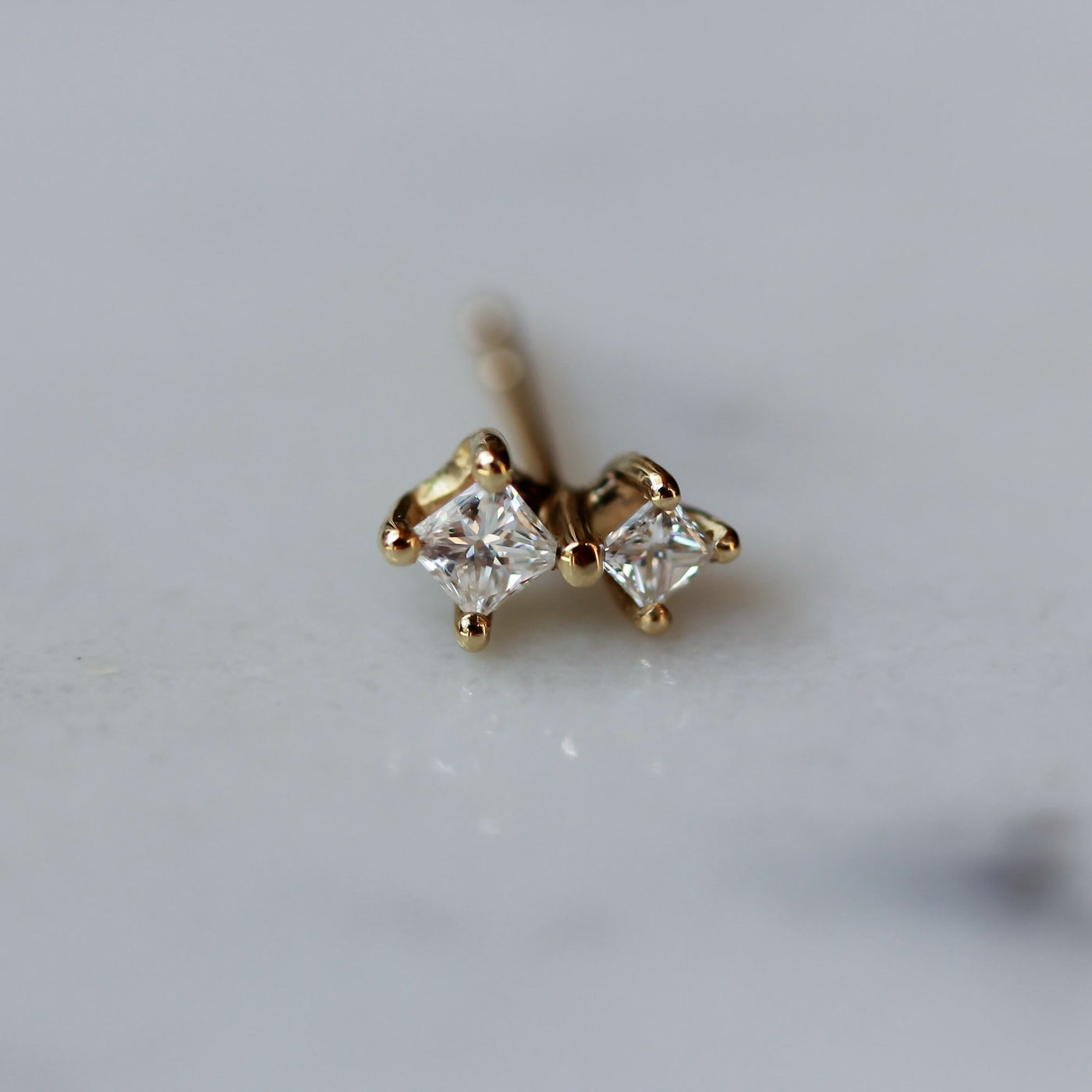 Double Prince Earring 14K Gold White Diamonds Earrings 14K White