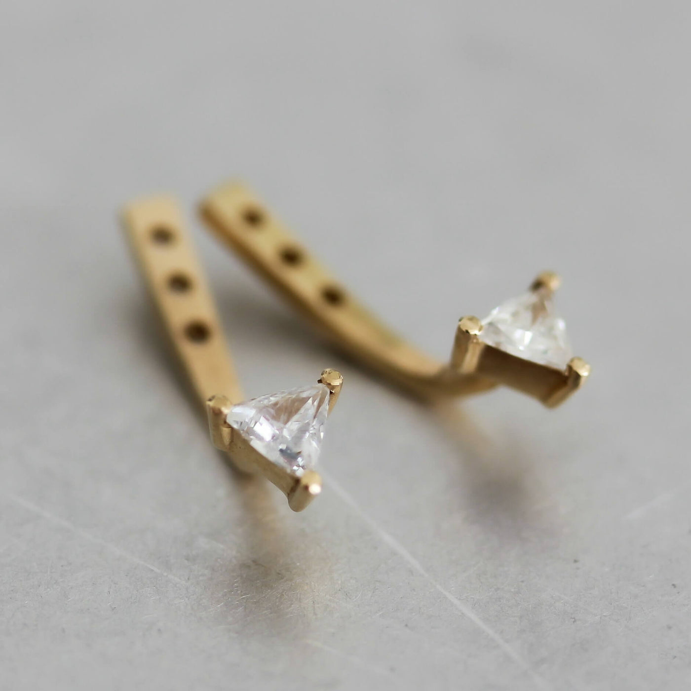Hailey Jacket 14K Gold White Diamond Earrings 