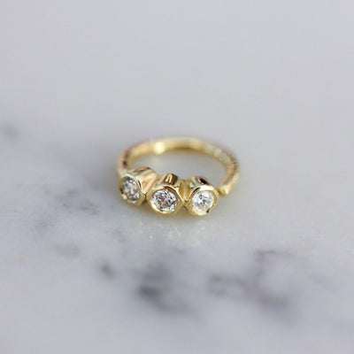 Gaia Piercing Hoop Earring 14K Gold White Diamonds Earrings 14K Yellow
