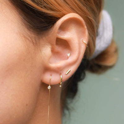 Chloe Earring 14K Gold White Diamond Earrings 
