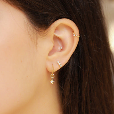 Gaia Earring 14K Gold White Diamonds Earrings 