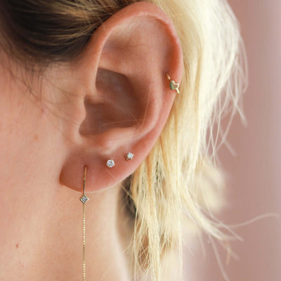 Tiffany Earring 14K Gold White Diamond Earrings 