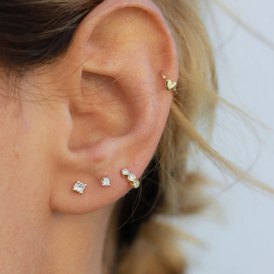 Heart Piercing Hoop Earring 14K Gold Earrings 