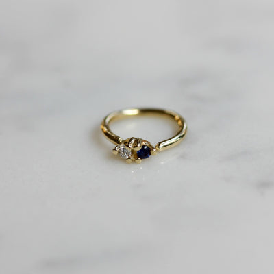 Neptune Piercing Hoop Earring 14K Gold White Diamond Sapphire Earrings 
