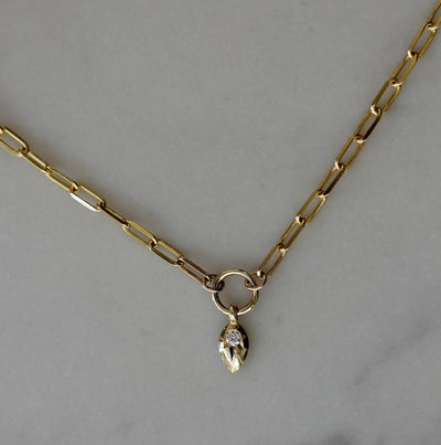 Thick Vita Necklace 14K Gold White Diamond Necklaces 