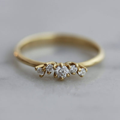 Large Venus Ring 14K Gold White Diamonds Rings 14K Rose