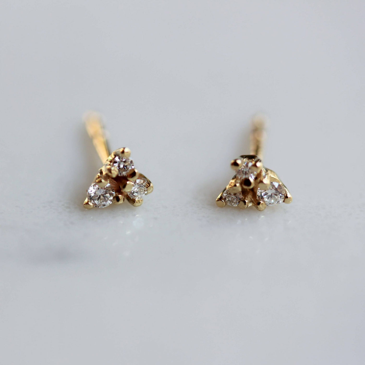 Tiny Aris Earring 14K Gold White Diamonds Earrings 14K White