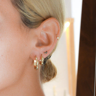 Braid Hoop Earring 14K Gold Earrings 