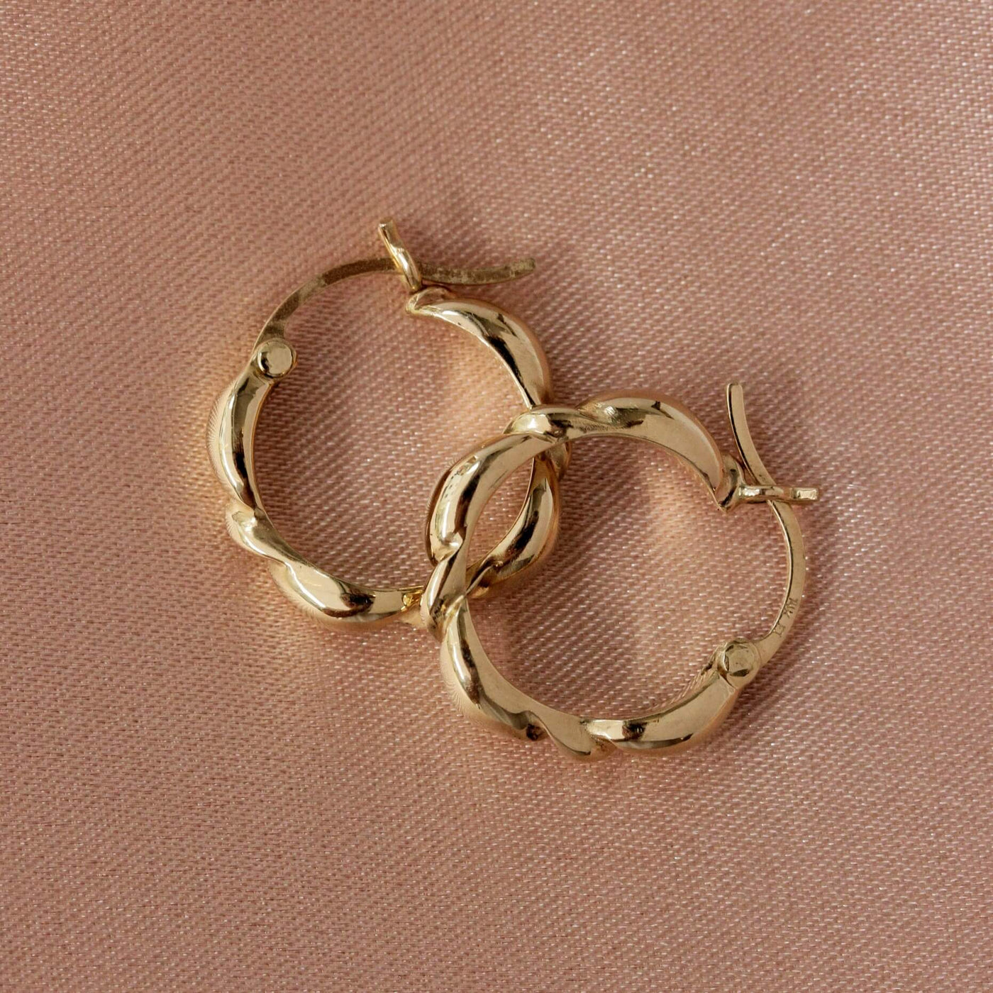 Braid Hoop Earring 14K Gold Earrings 