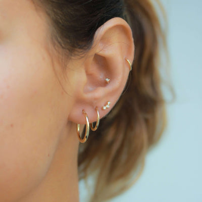 Large Plain Hoop Earring 14K Gold Earrings 