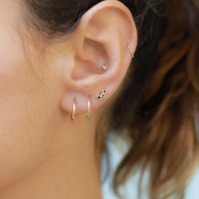 Anna Piercing Earring 14K Gold Black Diamonds Earrings 