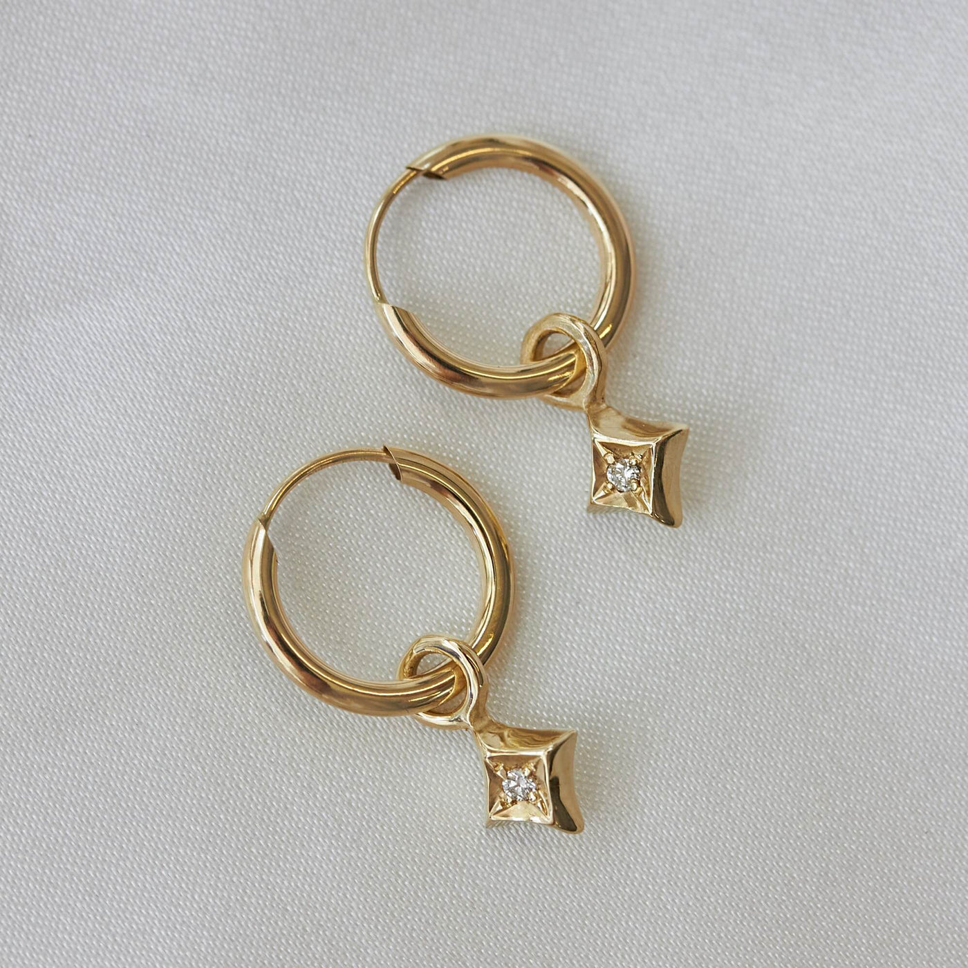 Small Hoop Star Earrings 14K Gold Earrings 