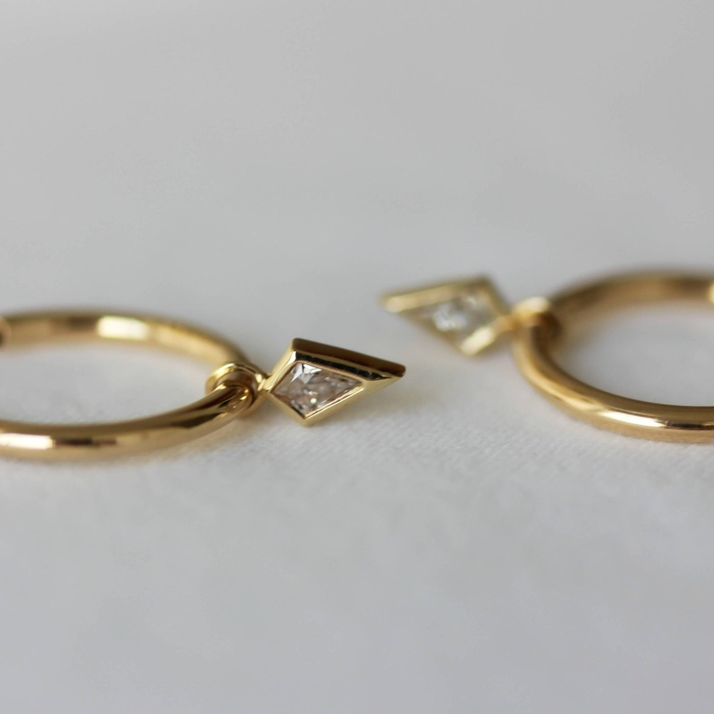 Nina Hoop Earring 14K Gold White Diamond Earrings 