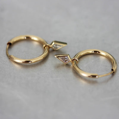 Nina Hoop Earring 14K Gold White Diamond Earrings 14K White