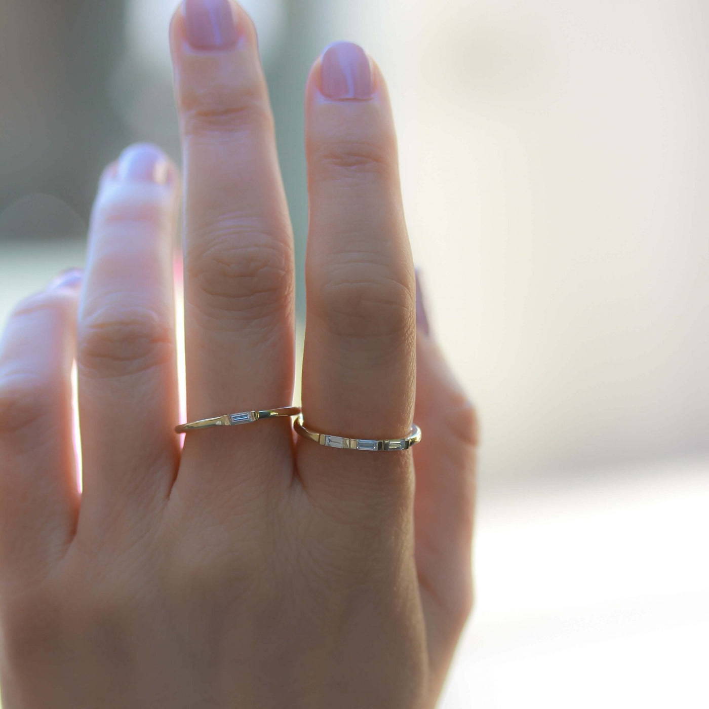 Lily Ring 14K Gold 3 White Diamonds Rings 