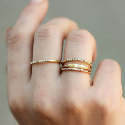 Small Kelly Ring 14K Gold White Diamond Rings 
