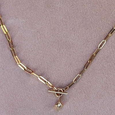 Monica Star Necklace 14K Gold White Diamond Necklaces 14K Yellow