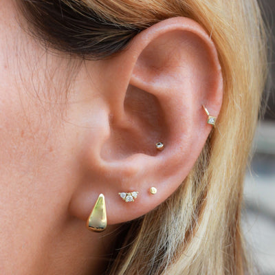 Mercury Earring 14K Gold White Diamonds Earrings 
