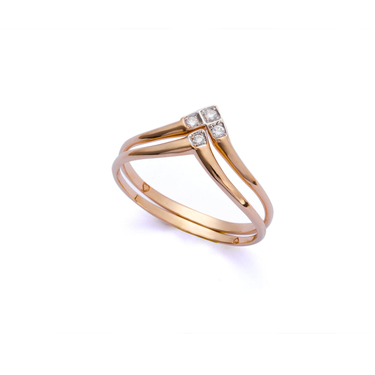Lara and Emmy Rings Set 14K Gold White Diamonds Rings 