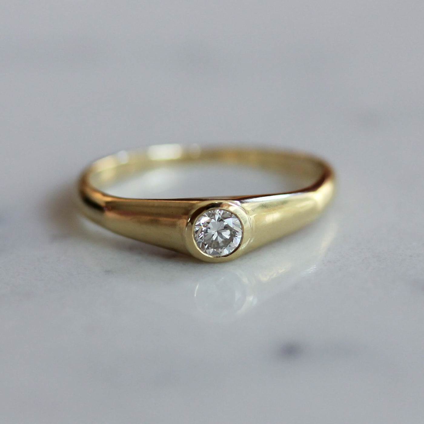 Small Liya Ring 14K Gold White Diamond Rings 14K Rose