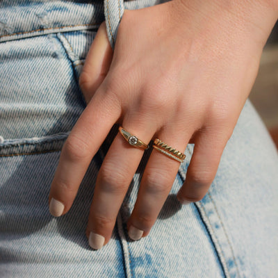 Lia Ring 14K Gold White Diamond Rings 