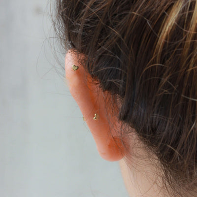 Tiffany Piercing Earring 14K Gold White Diamond Earrings 
