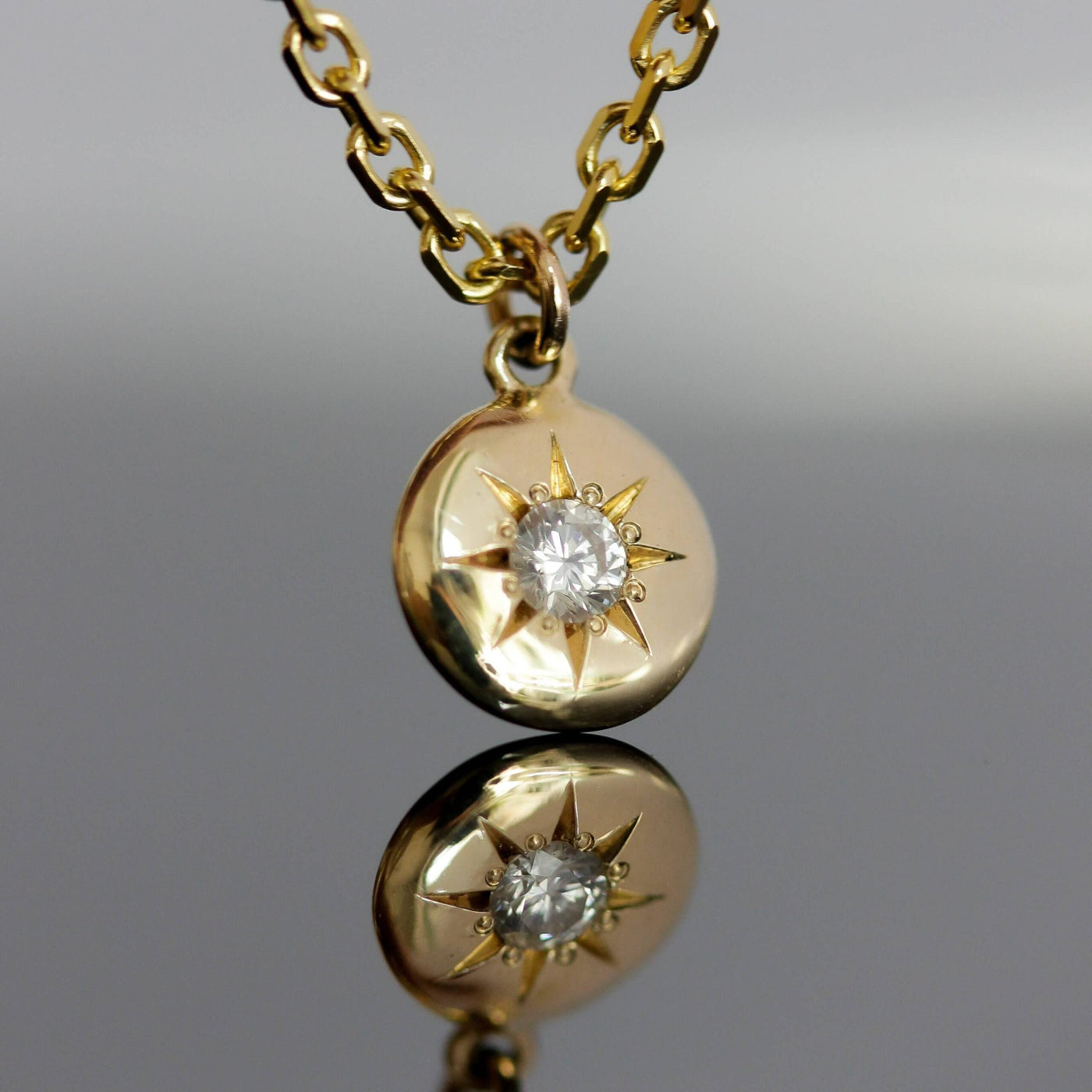 Solaris Necklace 14K Gold White Diamond Necklaces 