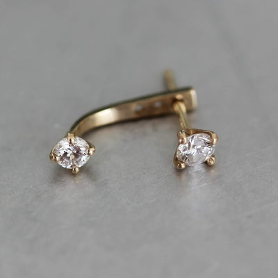 Tiffany Jacket 14K Gold White Diamond Earrings 