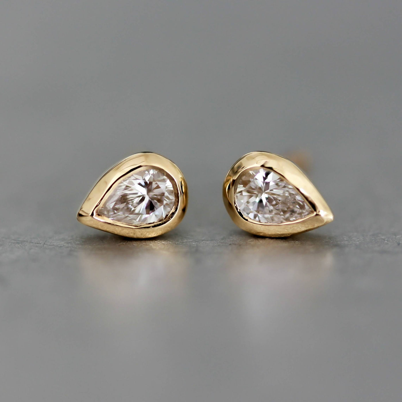 Large Elsa Earring 14K Gold White Diamond Earrings 14K White