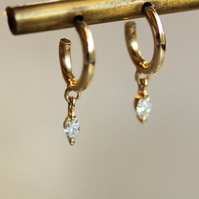 Marquise Ashley Earring 14K Gold White Diamond Earrings 