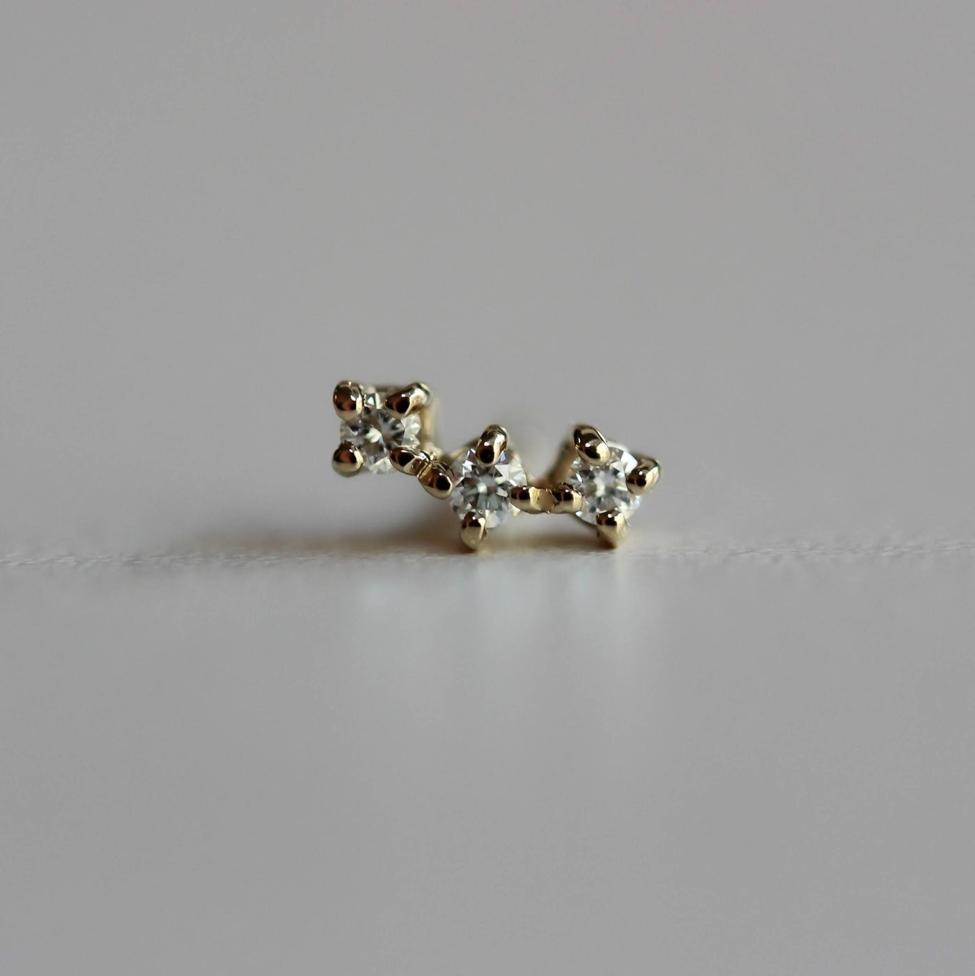 Bell Earrings 14K Gold White Diamonds Earrings 14K White