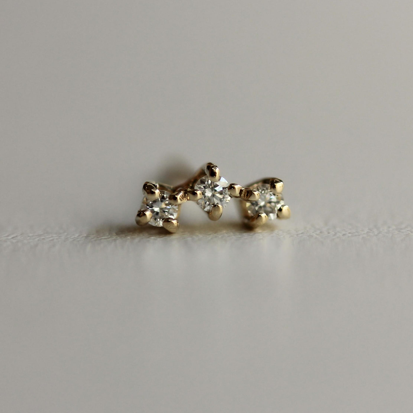 Bell Earrings 14K Gold White Diamonds Earrings 