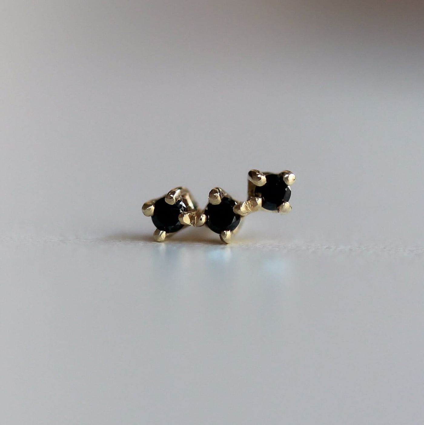 Bell Earrings 14K Gold Black Diamonds Earrings 
