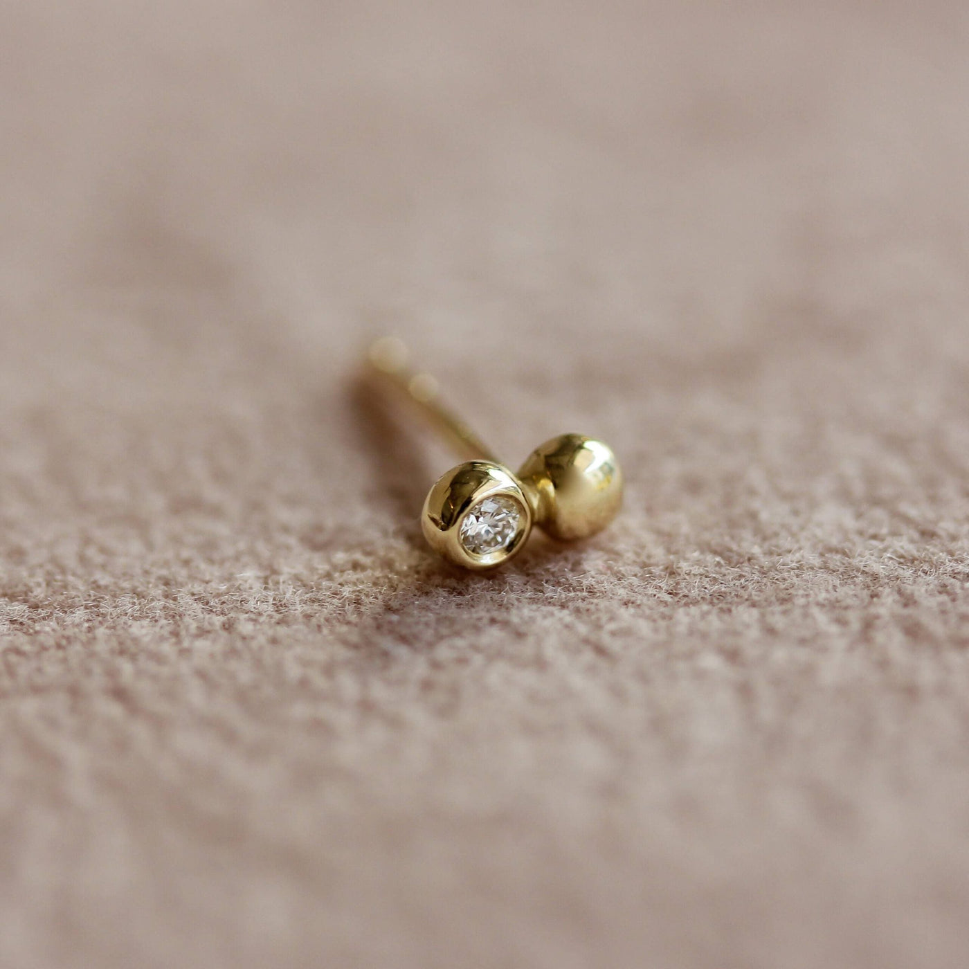 Brenda Earring 14K Gold White Diamond Earrings 