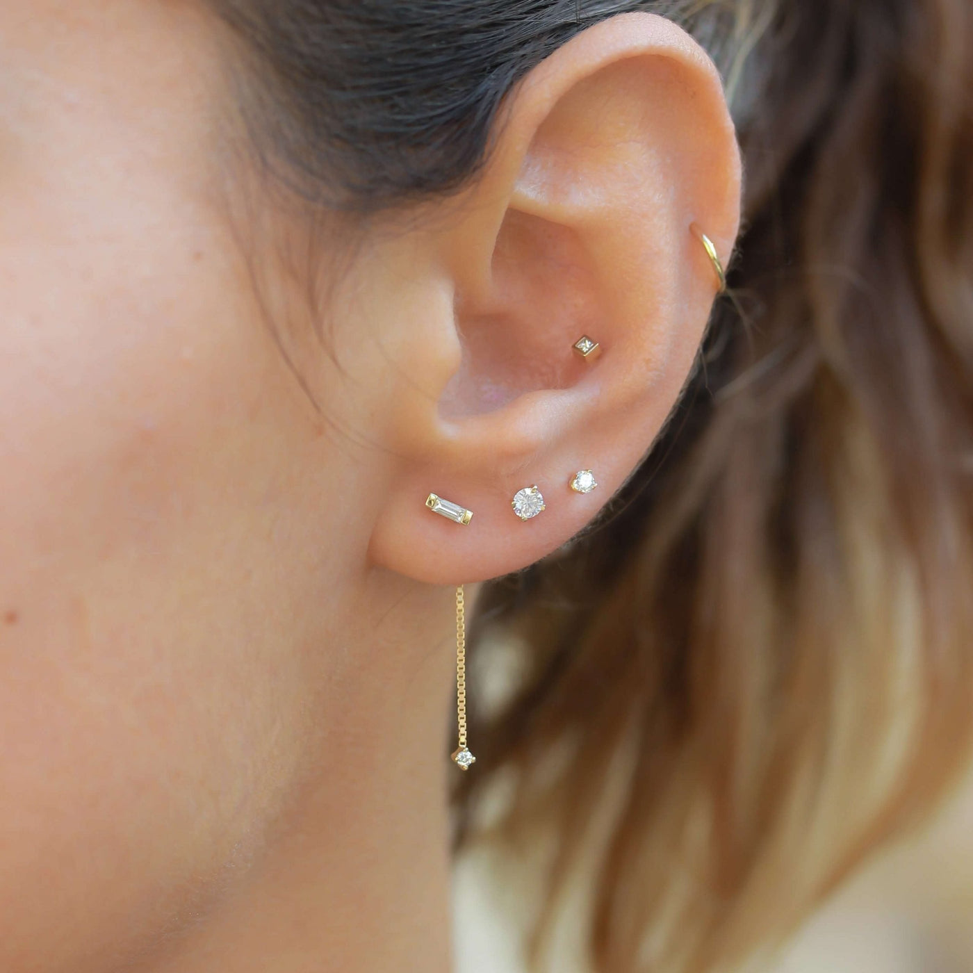 Tiffany Earring 14K Gold White Diamond Earrings 