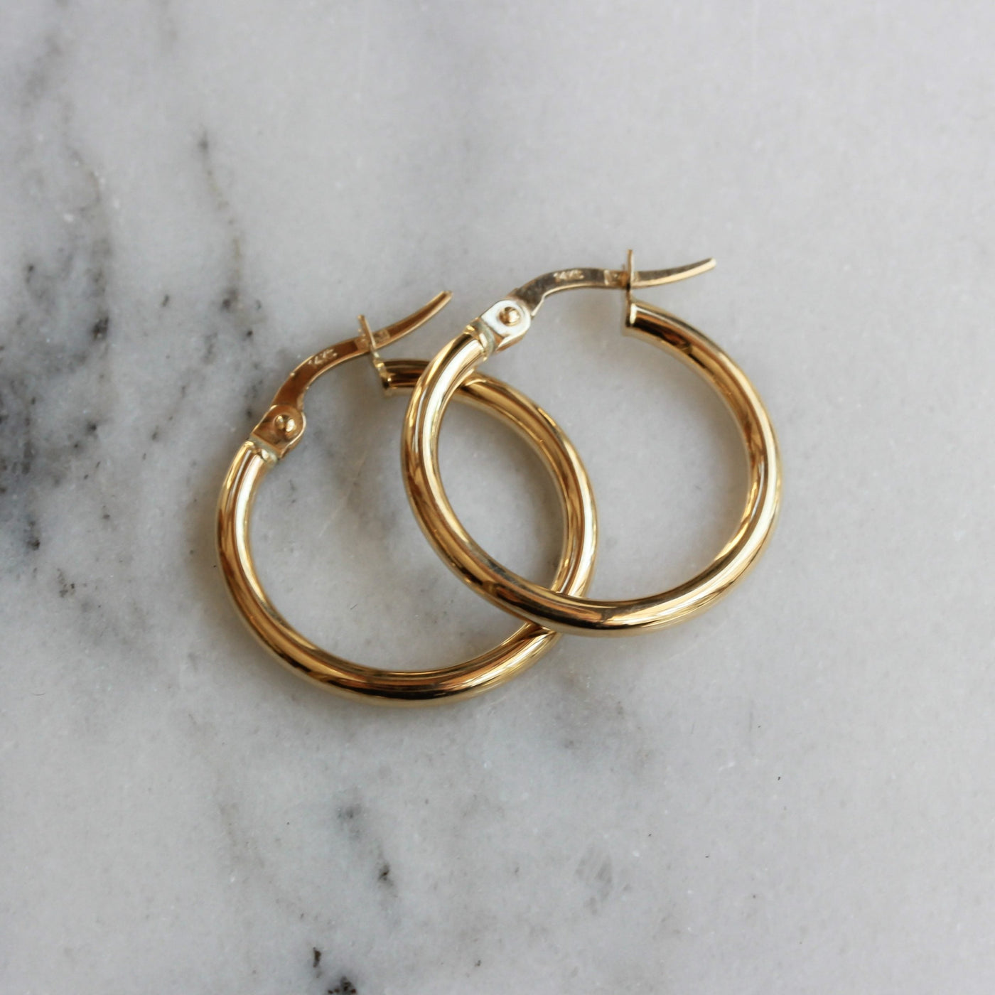 Large Plain Hoop Earring 14K Gold Earrings 