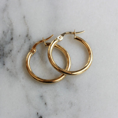Large Plain Hoop Earring 14K Gold Earrings 