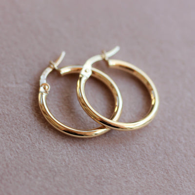 Large Plain Hoop Earring 14K Gold Earrings 14K Yellow