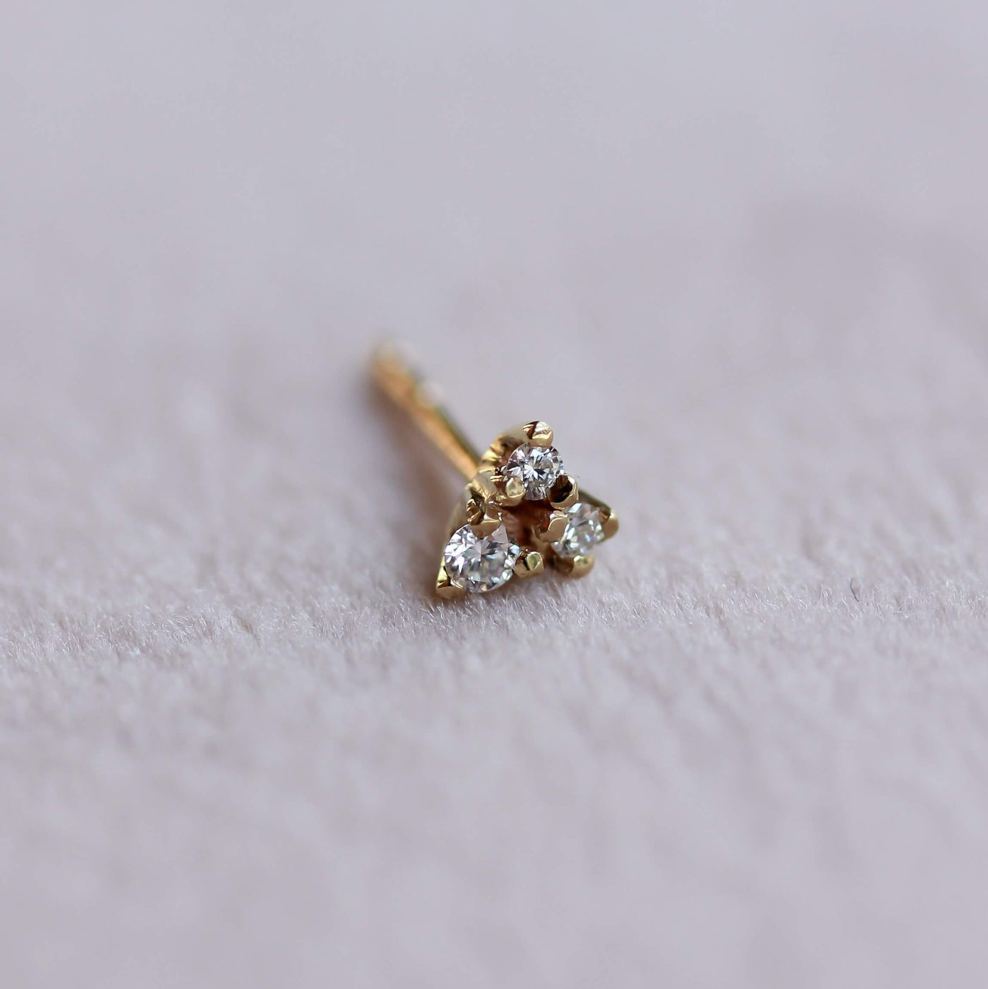 Tiny Aris Earring 14K Gold White Diamonds Earrings 
