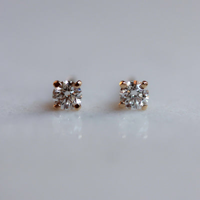 Large Tiffany Earring 14K Gold White Diamond Earrings 